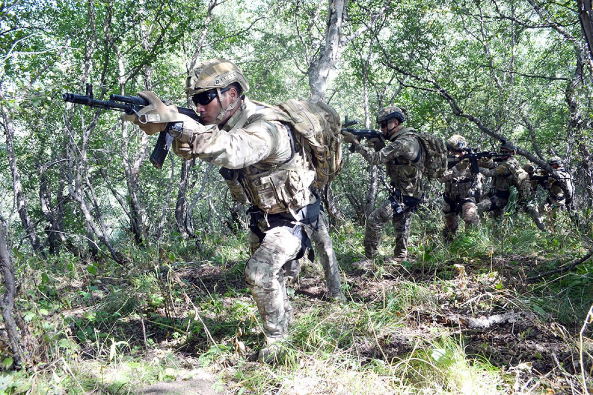 Azerbaijani Naval Forces' Marine Infantry units conduct training -