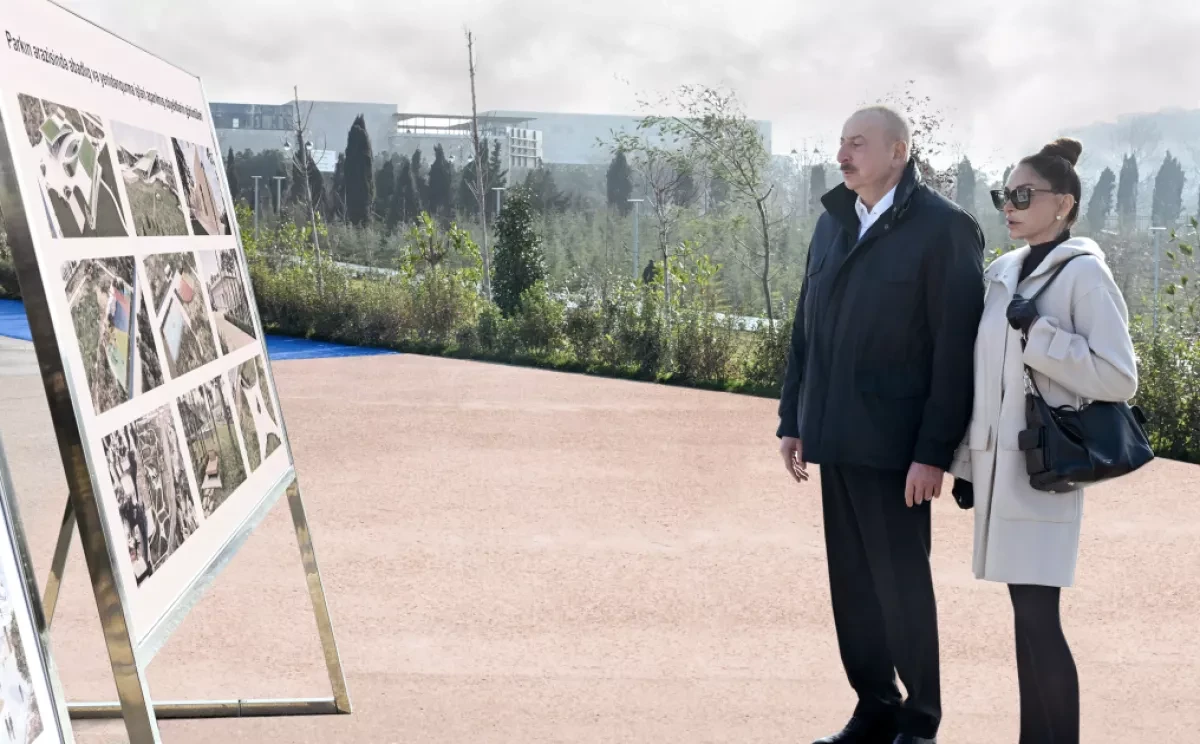 Azerbaijani president, first lady attend inauguration of new park in Baku -