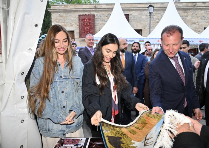 Leyla Aliyeva and Arzu Aliyeva visit International Carpet Festival