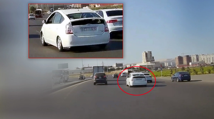 "Prius" sürücüsü nömrənin üstünü örtərək qaydaları belə pozdu - ANBAAN VİDEO