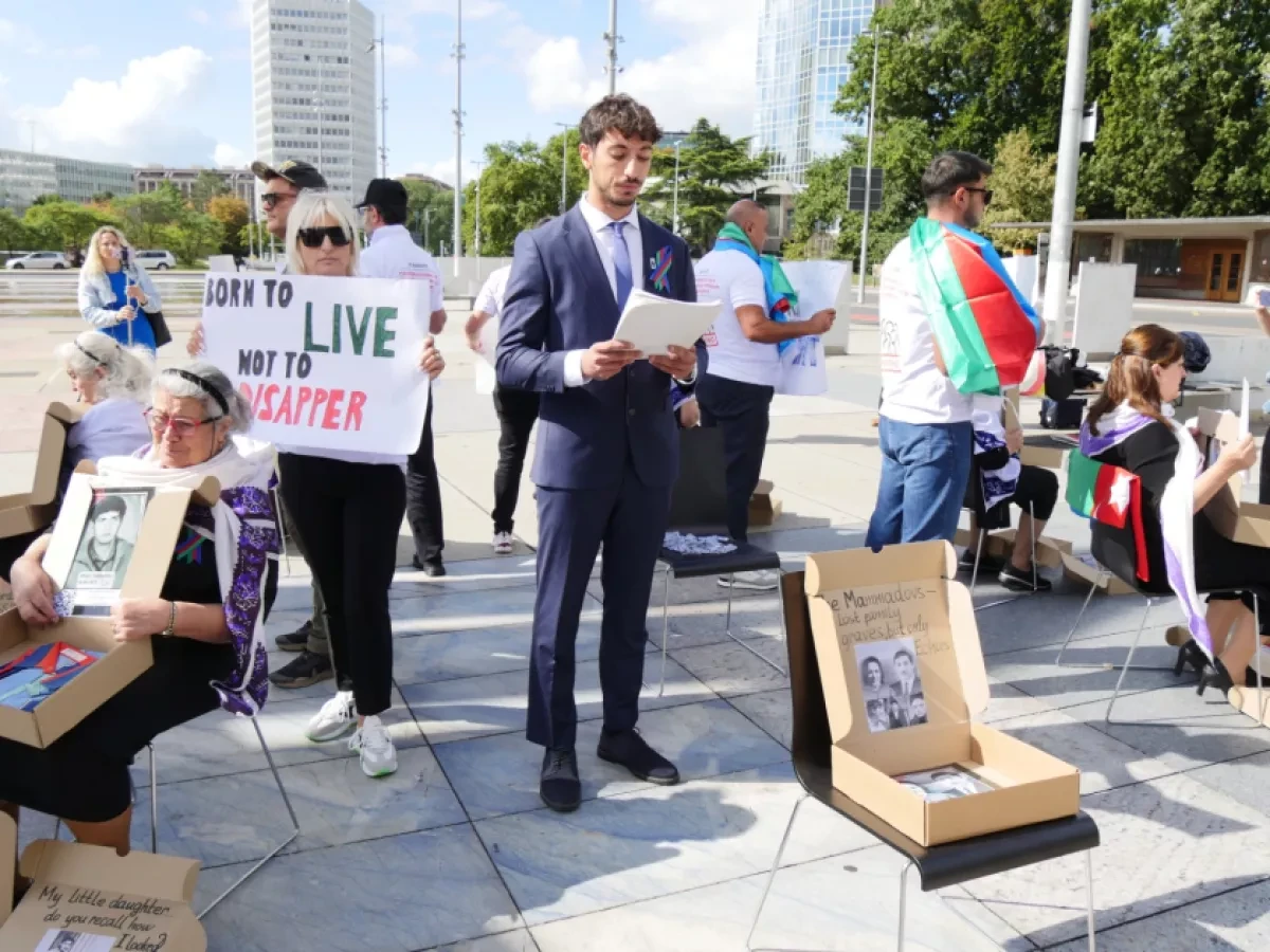 Families of missing Azerbaijanis hold first protest abroad in Geneva PHOTO