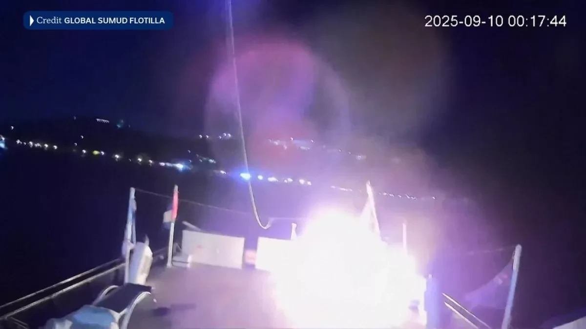 Flotilla for Gaza reports second drone attack on boat at Tunisian port VIDEO