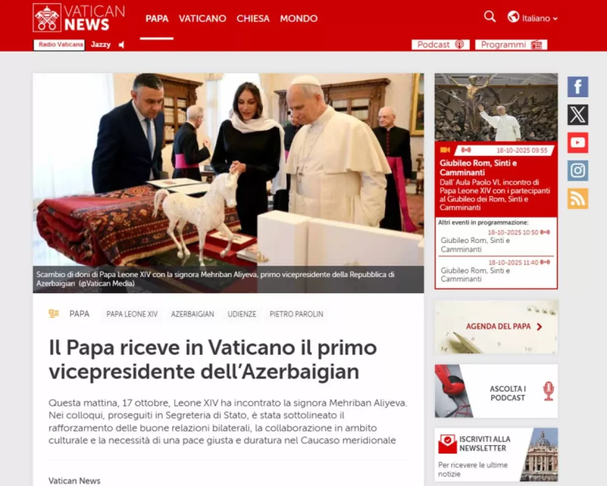 Catholic, Italian outlets celebrate Mehriban Aliyeva’s role in cultural and diplomatic cooperation photo