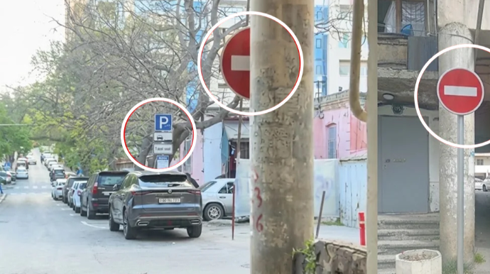 Azadlıq prospektindəki nişan sürücüləri çaşdırdı: "Giriş qadağandır, yoxsa?.." - FOTO