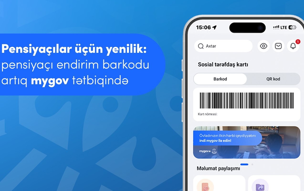 Pensiyaçılar üçün endirim barkodu artıq “mygov”
