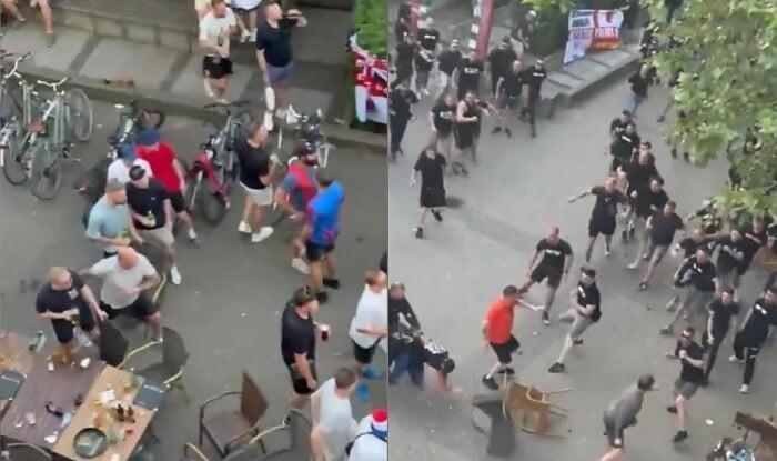 Leipzig fan clashes ahead of Conference League final - Video