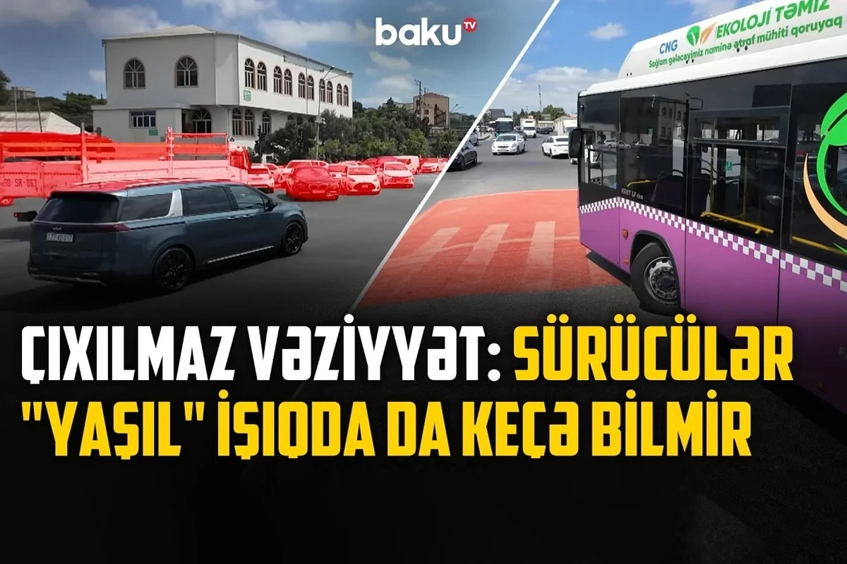 Sürücülərə və piyadalara çətinlik yaradan yol kəsişməsi - VİDEO