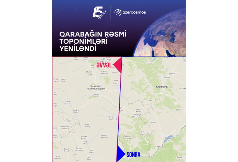 Azercosmos: Official toponyms of Garabagh updated