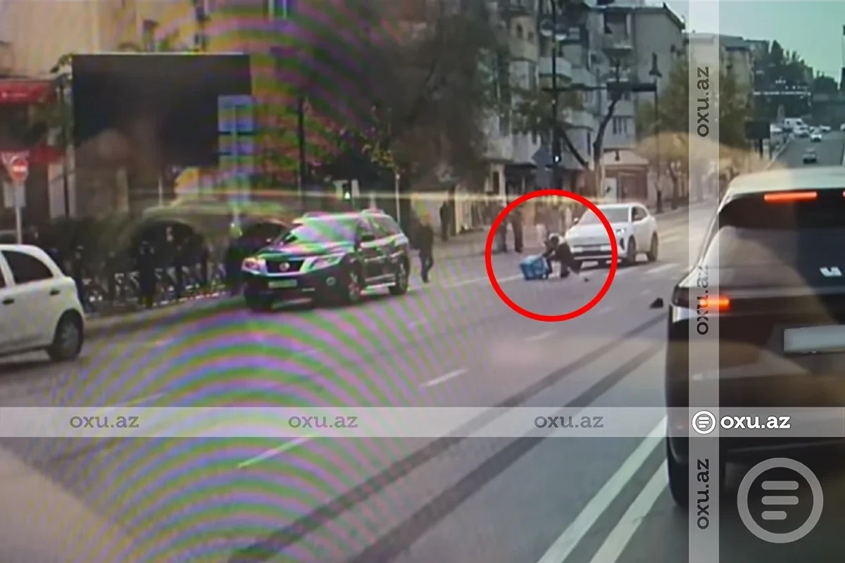 Bakıda qaydaları kobudcasına pozan velokuryer qəzaya düşdü - ANBAAN VİDEO