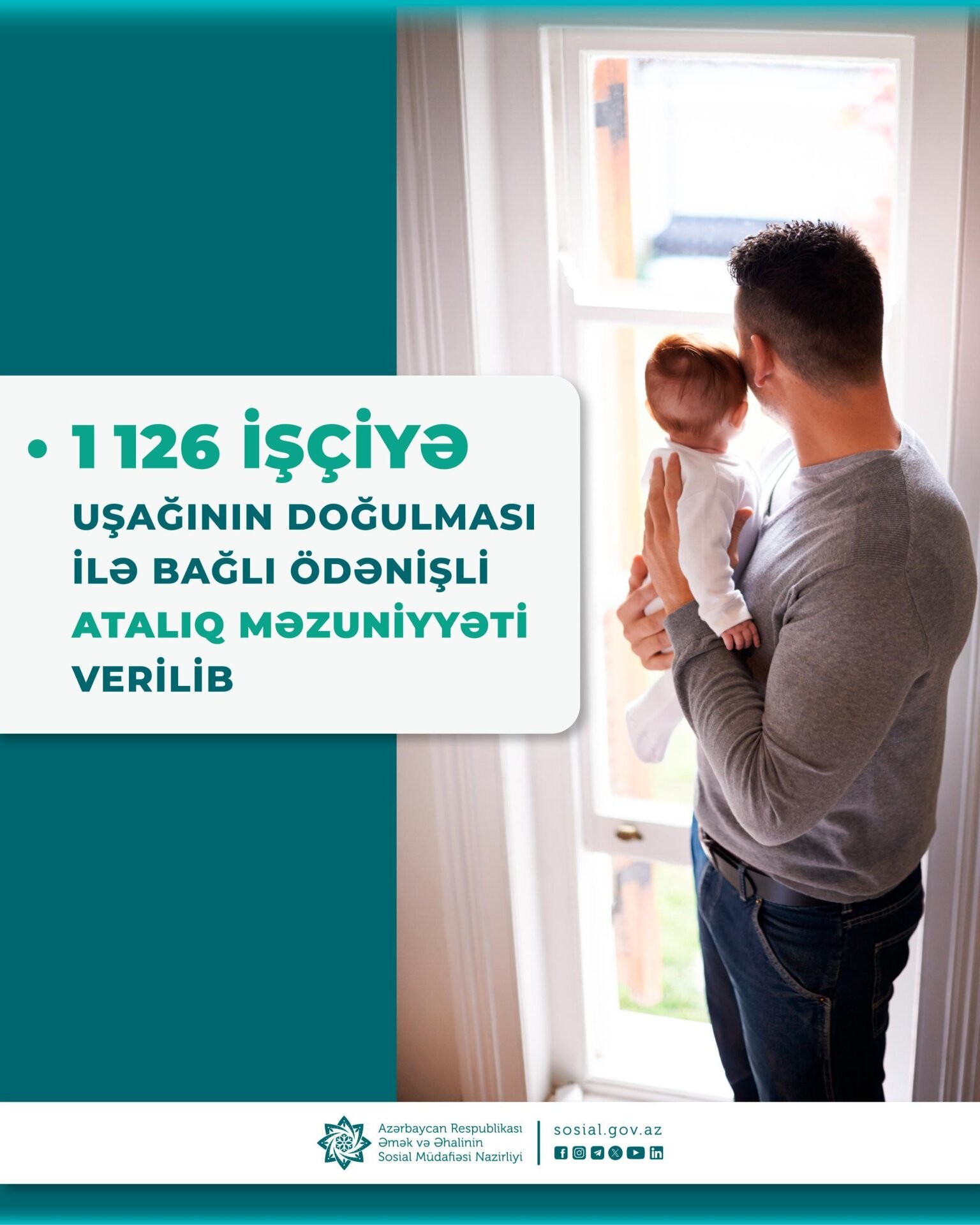 Azərbaycanda 1100-dən çox şəxsə ödənişli atalıq məzuniyyəti verilib