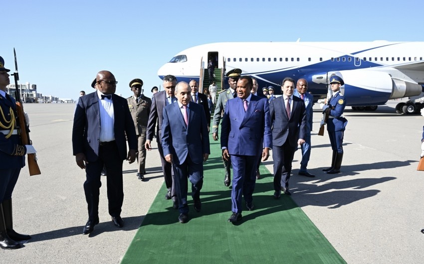 Congolese President Denis Sassou Nguesso arrives in Azerbaijan for official visit