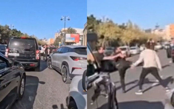 В Баку водители устроили "ММА" прямо на улице -