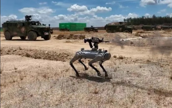 Китайские военные показали собаку-робота с автоматом на спине
