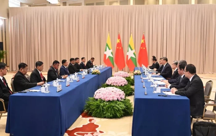 Myanmar's military leader meets Chinese president for first time since coup