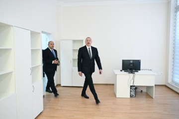 Ознакомление с условиями, созданными в многофункциональном административном здании, построенном для местных исполнительных структур в селе Кенгерли Агдамского района