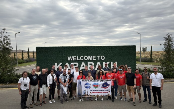 International travelers arrive in Fuzuli