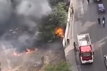 “20 yanvar” metrostansiyası yaxınlığında yanğın - Video