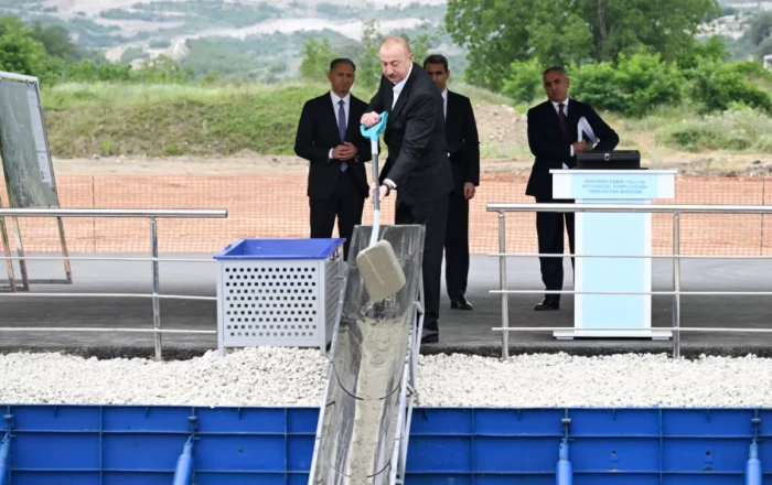 President Aliyev lays foundation for Khankandi railway, bus terminal complex PHOTO
