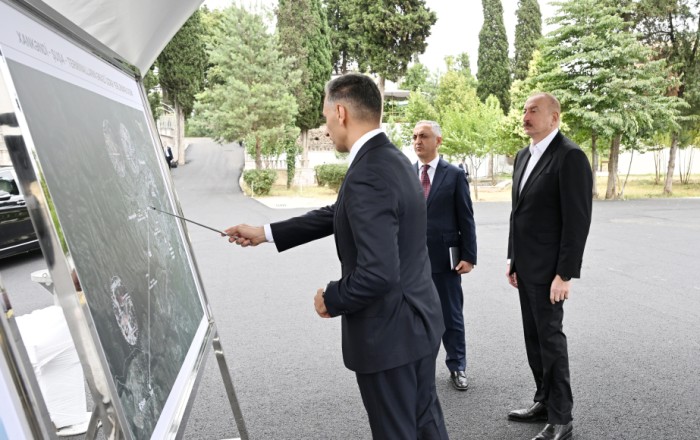 President Ilham Aliyev inspects site designated for Khankendi-Shusha cable car construction