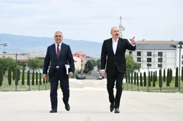 President Aliyev inspects construction progress at Victory Park in Khankendi PHOTO