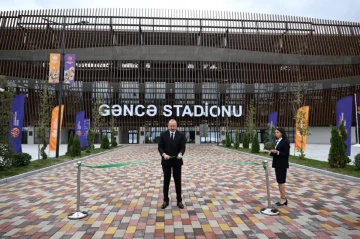 Azerbaijani president attends opening ceremony of Ganja city stadium PHOTO