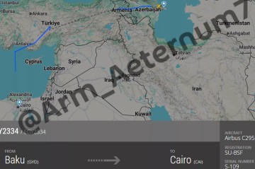 Misir təyyarəsi Ermənistandan keçməklə Azərbaycana gəlib