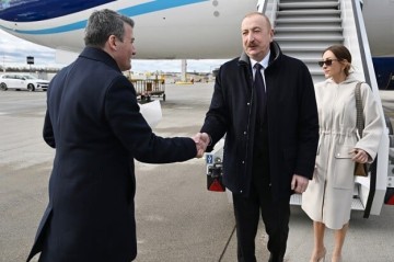 President Ilham Aliyev arrived in Germany - Photo