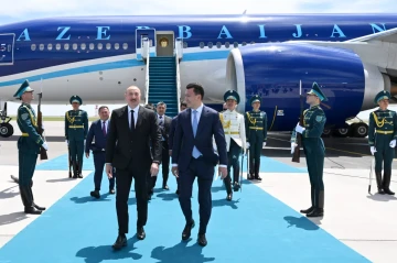 President Ilham Aliyev arrives in Kazakhstan for working visit PHOTO