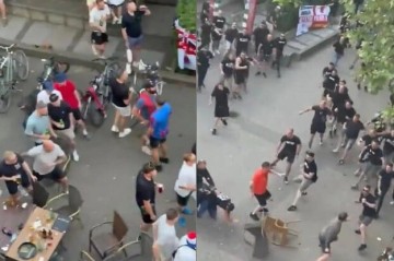 Leipzig fan clashes ahead of Conference League final - Video