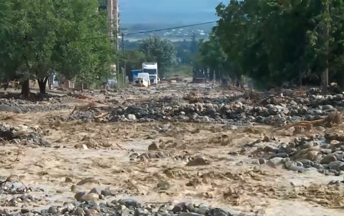 Gürcüstanda sel fəlakəti - Telavi su altında qaldı+Video