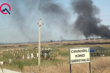 Cəvahirlidə qəbiristanlıq yanğından mühafizə olundu - Fotolar