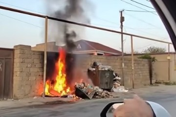 Bakıda qaz xəttinin altında yanğın -