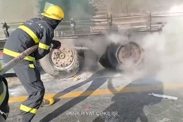 Masallıda yük maşını yandı –