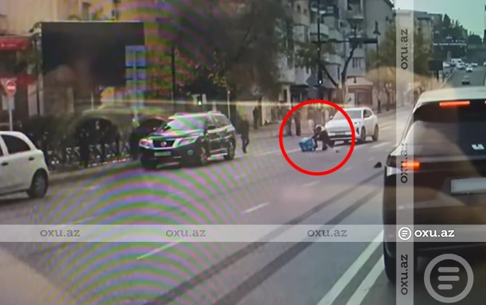 Bakıda qaydaları kobudcasına pozan velokuryer qəzaya düşdü - ANBAAN VİDEO