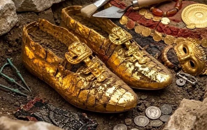 Xəzər dənizi sahilində 1500 illik qızıl ayaqqabı tapıldı