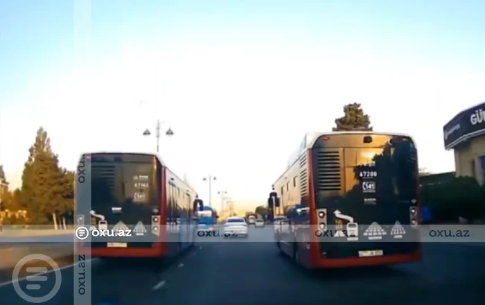 "BakuBus" sürücüləri avtobus zolağını bəyənməyib yarışa çıxdılar - VİDEO