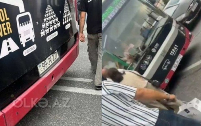 Bakıda sürücü küsdü: Avtobusu sürməkdən imtina etdi   - VİDEO