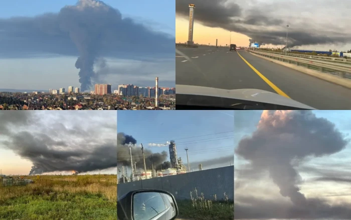 Ukraynadan Rusiyaya kütləvi hücum: LUKOIL-in zavoduna da zərbələr endirildi - FOTO-VİDEO