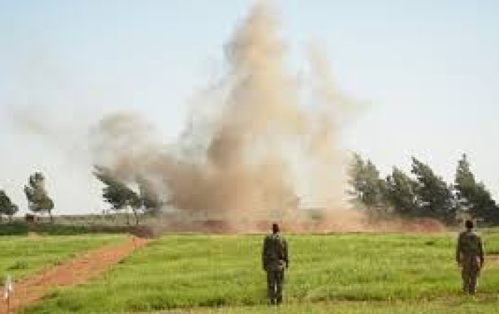 Tractor hits mine in liberated Aghdam