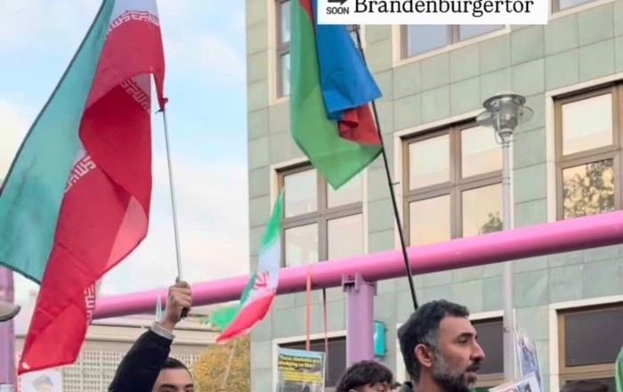 Berlində Xameneinin posteri altında Bakıya qarşı aksiyanın şifrələri