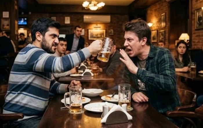 Ata zarafatına görə pivə bakalını dostunun başında sındırdı