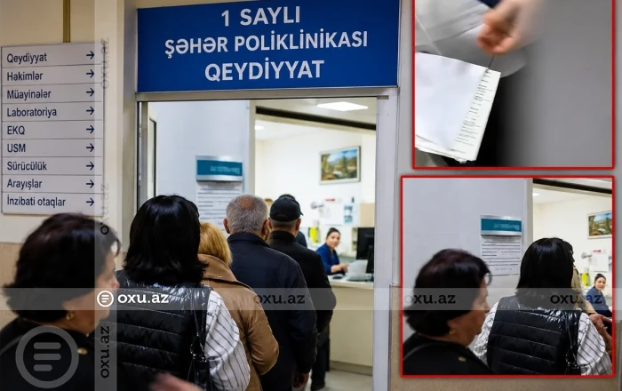 Bakıdakı poliklinikada növbə qalmaqalı: "O, mənim qardaşımdır" - Video