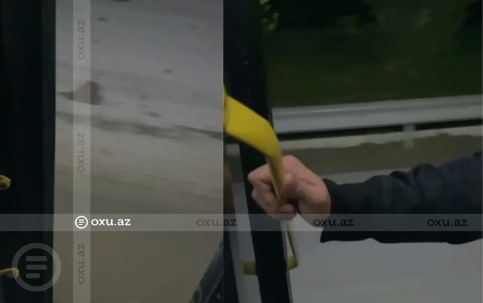 Bakıda avtobusda təhlükəli anlar - Video