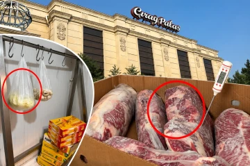 "Çıraq Palace"da ciddi nöqsanlar: İylənmiş ət, süni kürü... - Video