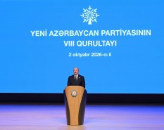 YAP-ın VIII Qurultayı keçirilir, İlham Əliyev çıxış edib