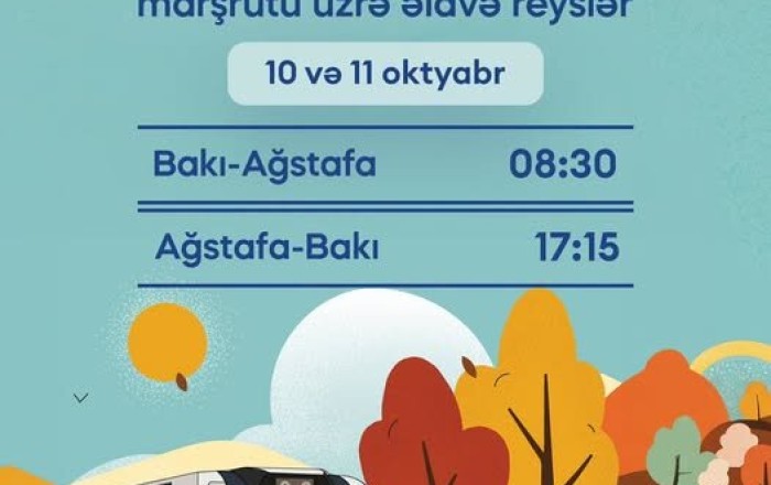 Bakı–Ağstafa–Bakı marşrutu üzrə əlavə qatar reysləri təyin edildi