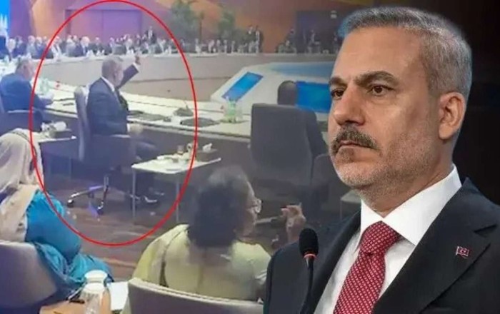 Bakıda İsrail prezidenti danışarkən Hakan Fidan salonu tərk etdi