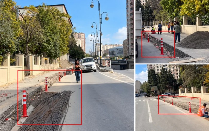 Təbriz küçəsində təhlükəli vəziyyət: Təmir ərazisində yol nişanları yoxdur –