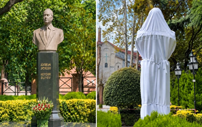Tbilisidə Heydər Əliyevin büstünü zədələyən Ermənistan vətəndaşı saxlanılıb