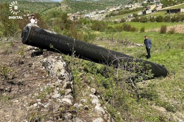 Part of the rocket that fell in the Erbil area in Iraq